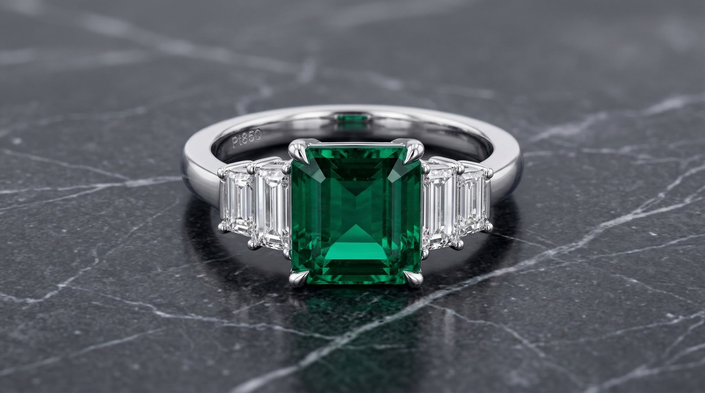 Pt850 エメラルドリング